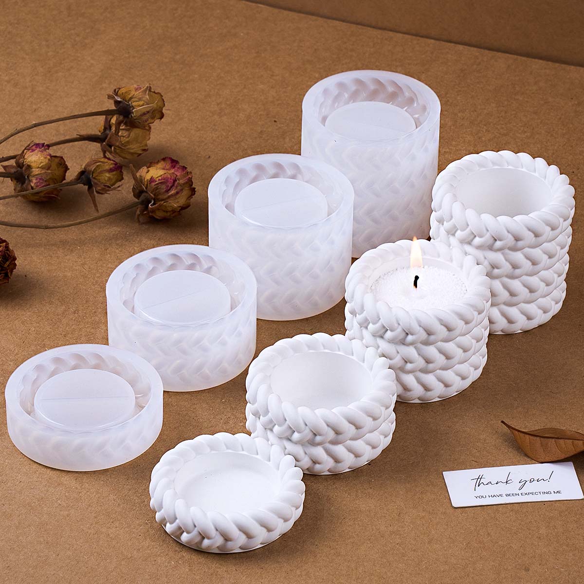 Serving Tray Mold - 1/2/3/4 Floors Hemp Rope Candle Jar