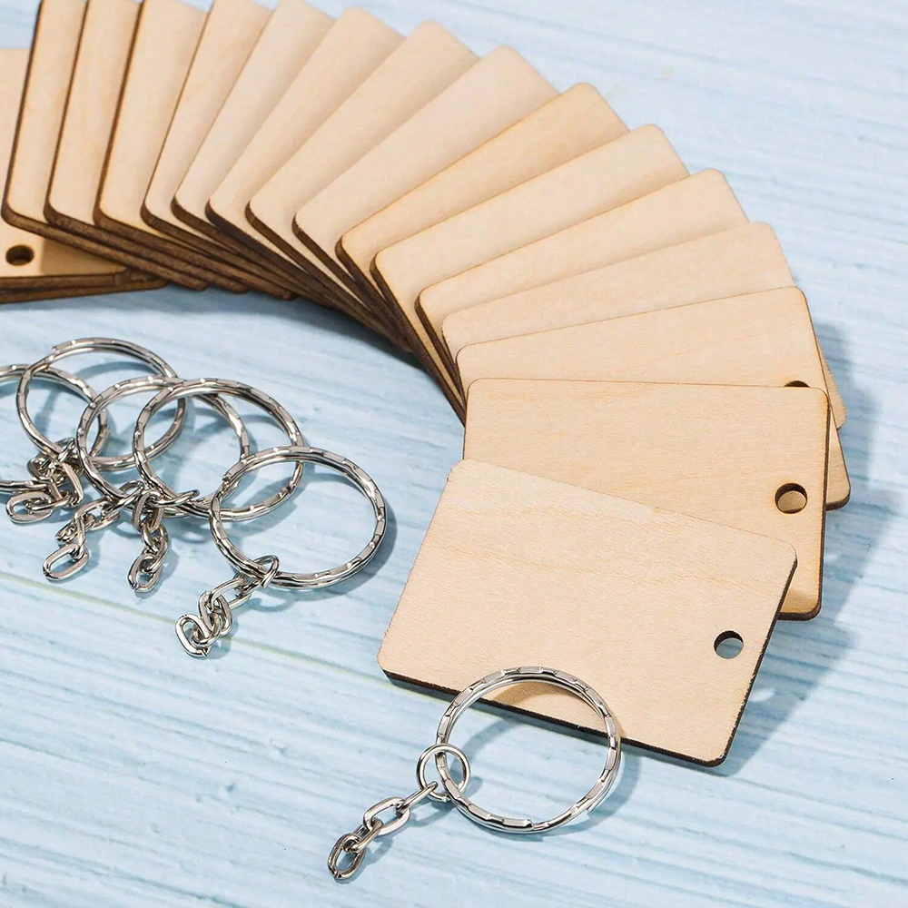 60pcs Blank Wooden Key Chains  - Wood Ring Blank incelemesi ve fiyatı