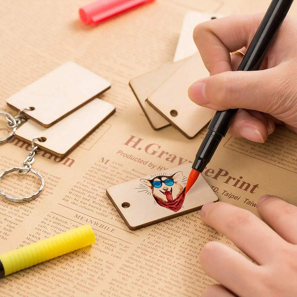 60pcs Blank Wooden Key Chains  - Wood Ring Blank incelemesi ve fiyatı