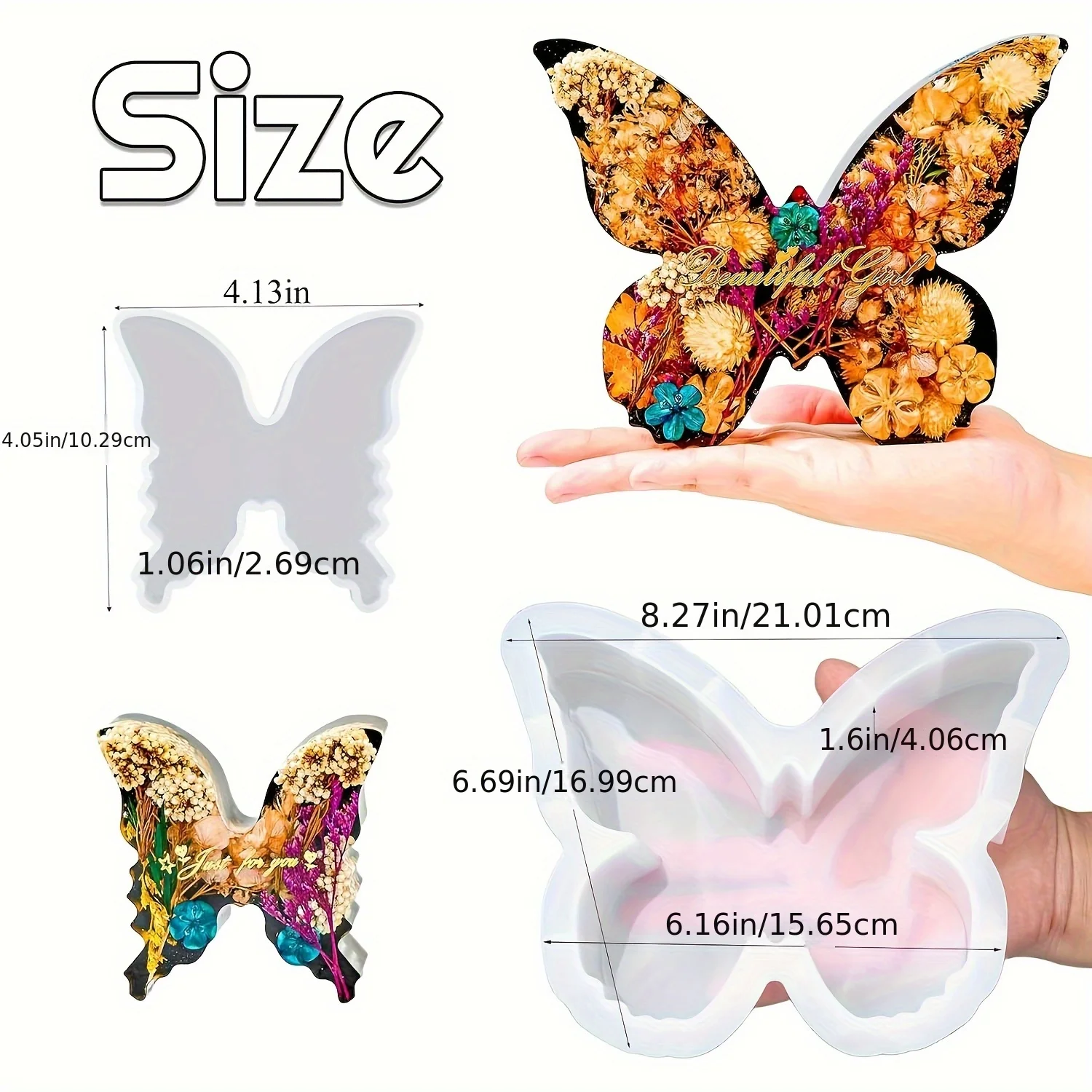 Two sizes of butterfly resin m - Flower Preservation Resin incelemesi ve fiyatı