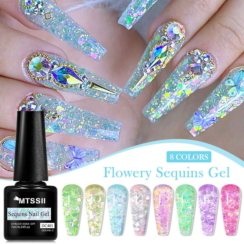 4/8pcs Flowery Sequins Gel Nai - Resin Glitter Pack incelemesi ve fiyatı