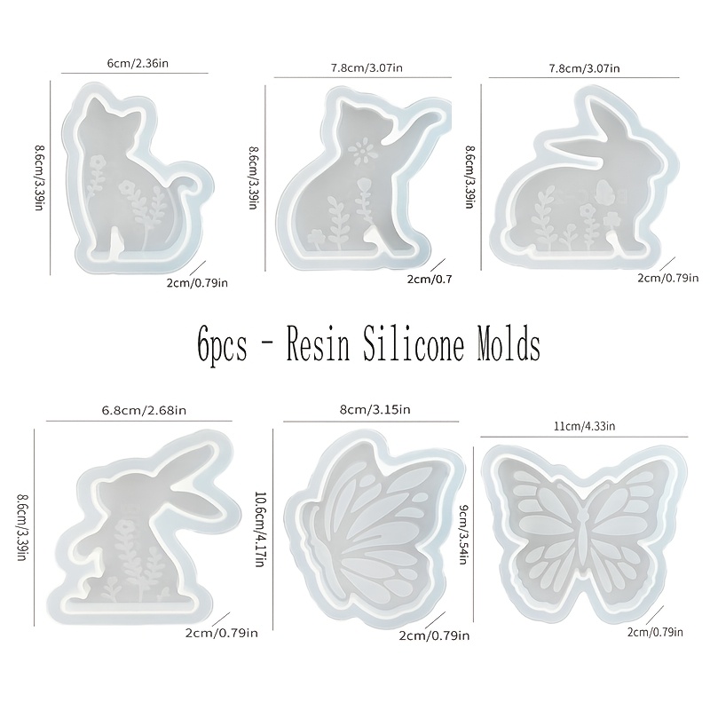 6pcs - 3D Rabbit and Kitten Si - Resin Craft Ideas incelemesi ve fiyatı