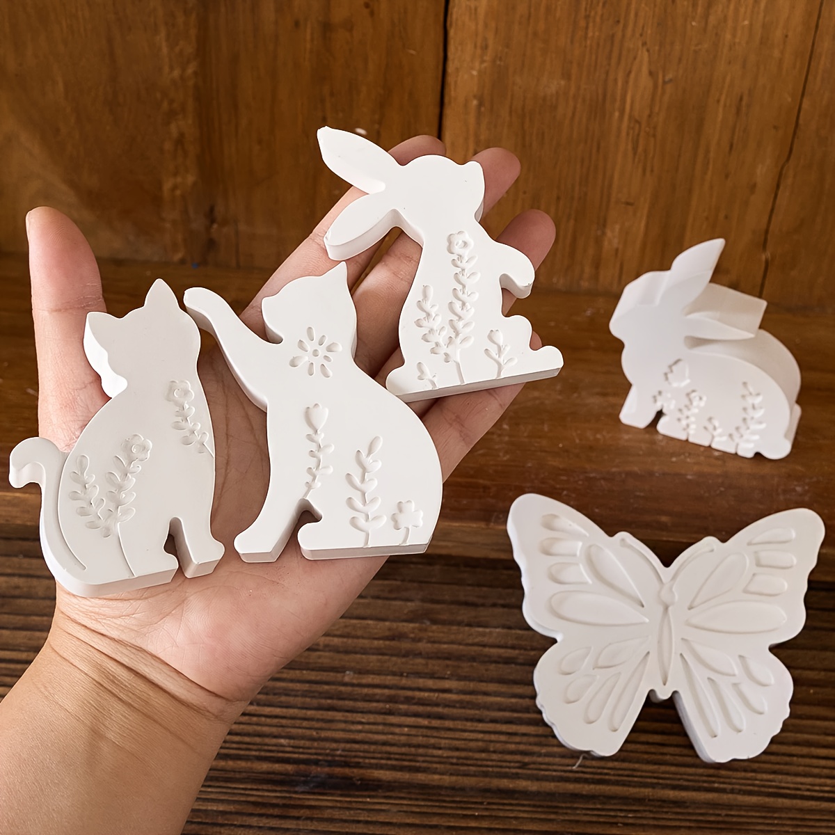 6pcs - 3D Rabbit and Kitten Si - Resin Craft Ideas incelemesi ve fiyatı
