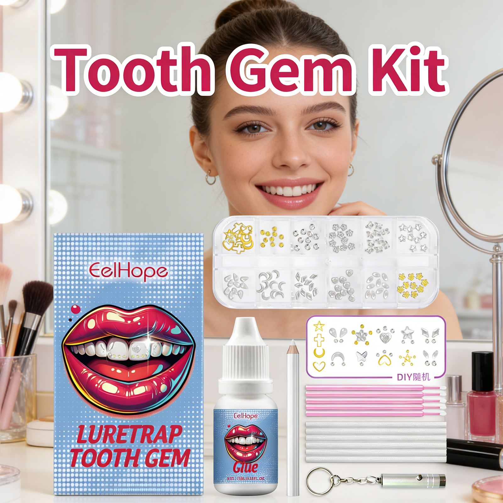 Tooth Gems Sparkling Teeth Jew - Resin Crafts Diy incelemesi ve fiyatı