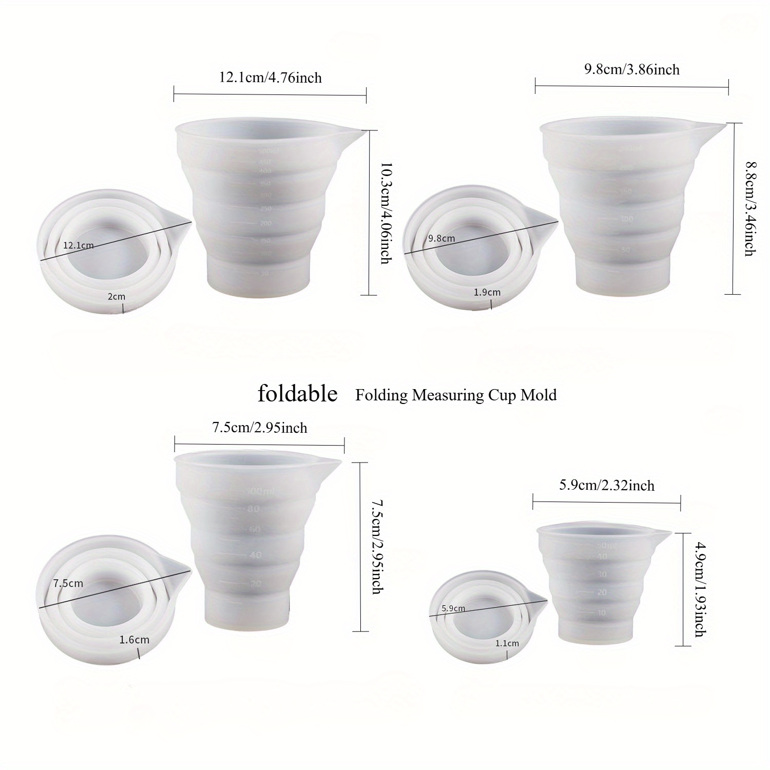 50-500ml Foldable Silicone Mea - Mixing Cup Silicone incelemesi ve fiyatı