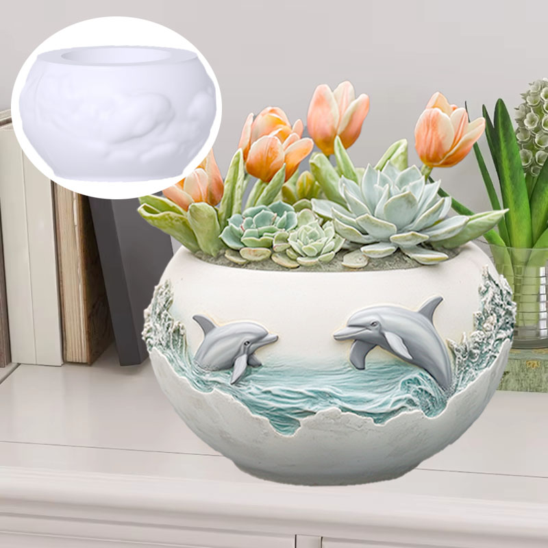 Couple dolphin relief succulen - Resin Ocean Wave Mold incelemesi ve fiyatı