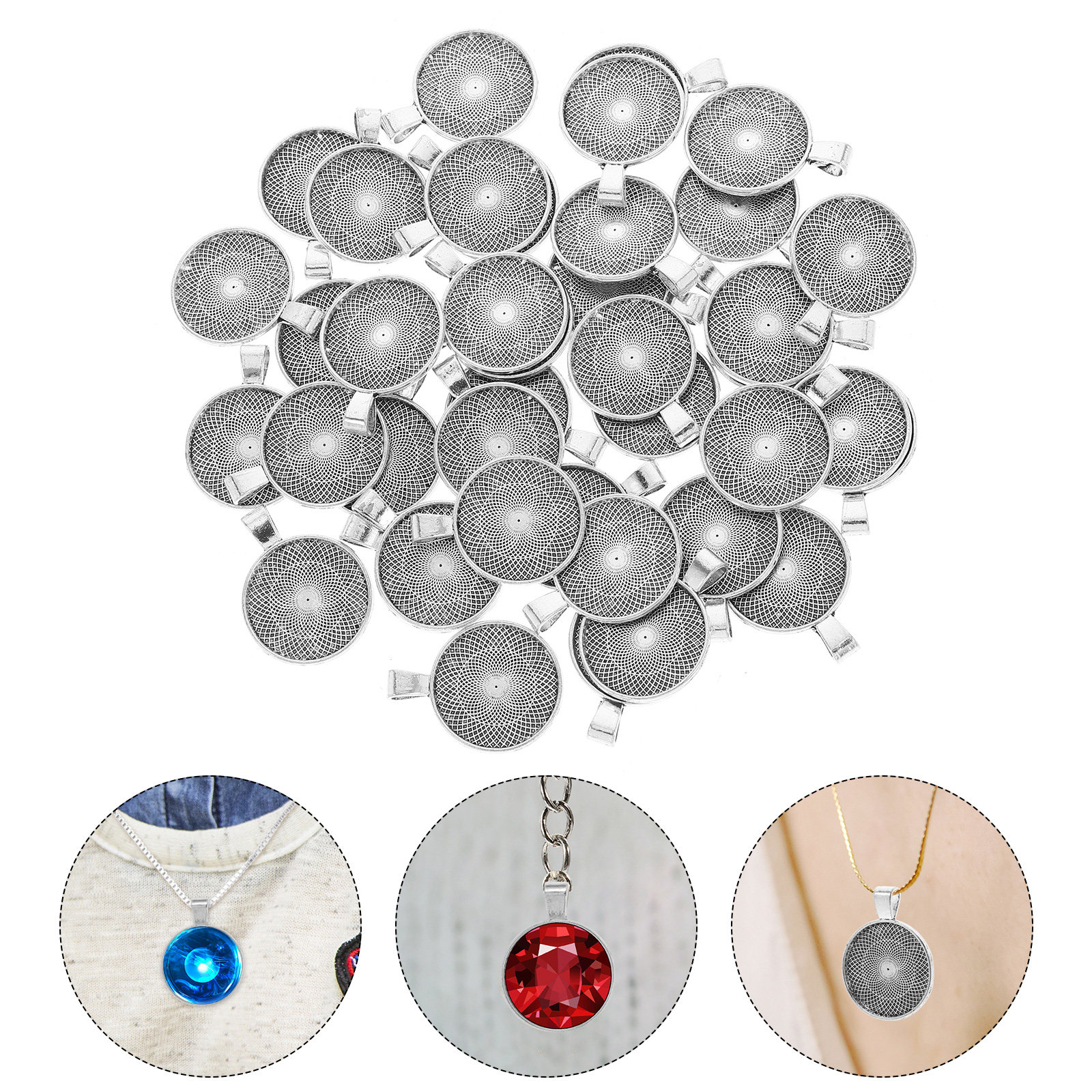 40Pcs Round Pendant Bezels Fla - Resin Crafts incelemesi ve fiyatı