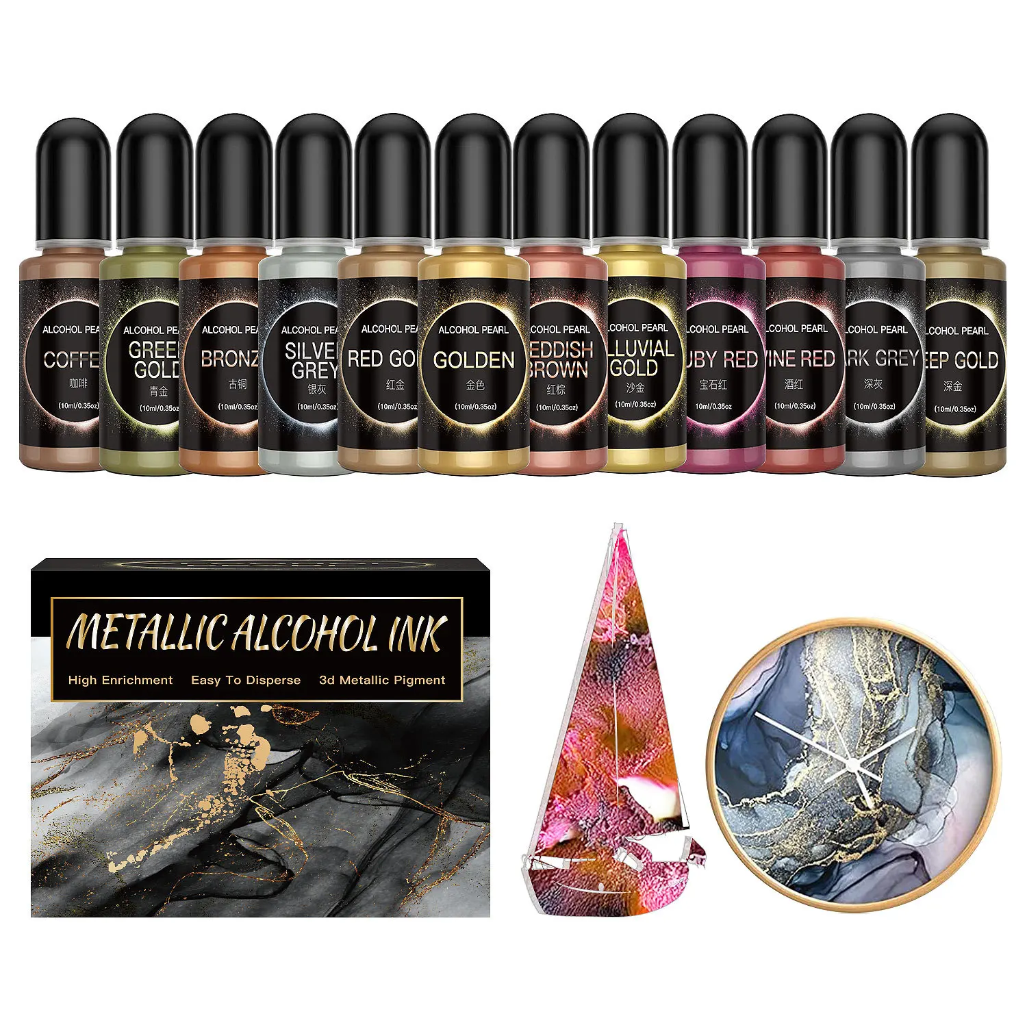 12PCS Metal Resin Pigment 10ml - Resin Dye Alcohol incelemesi ve fiyatı