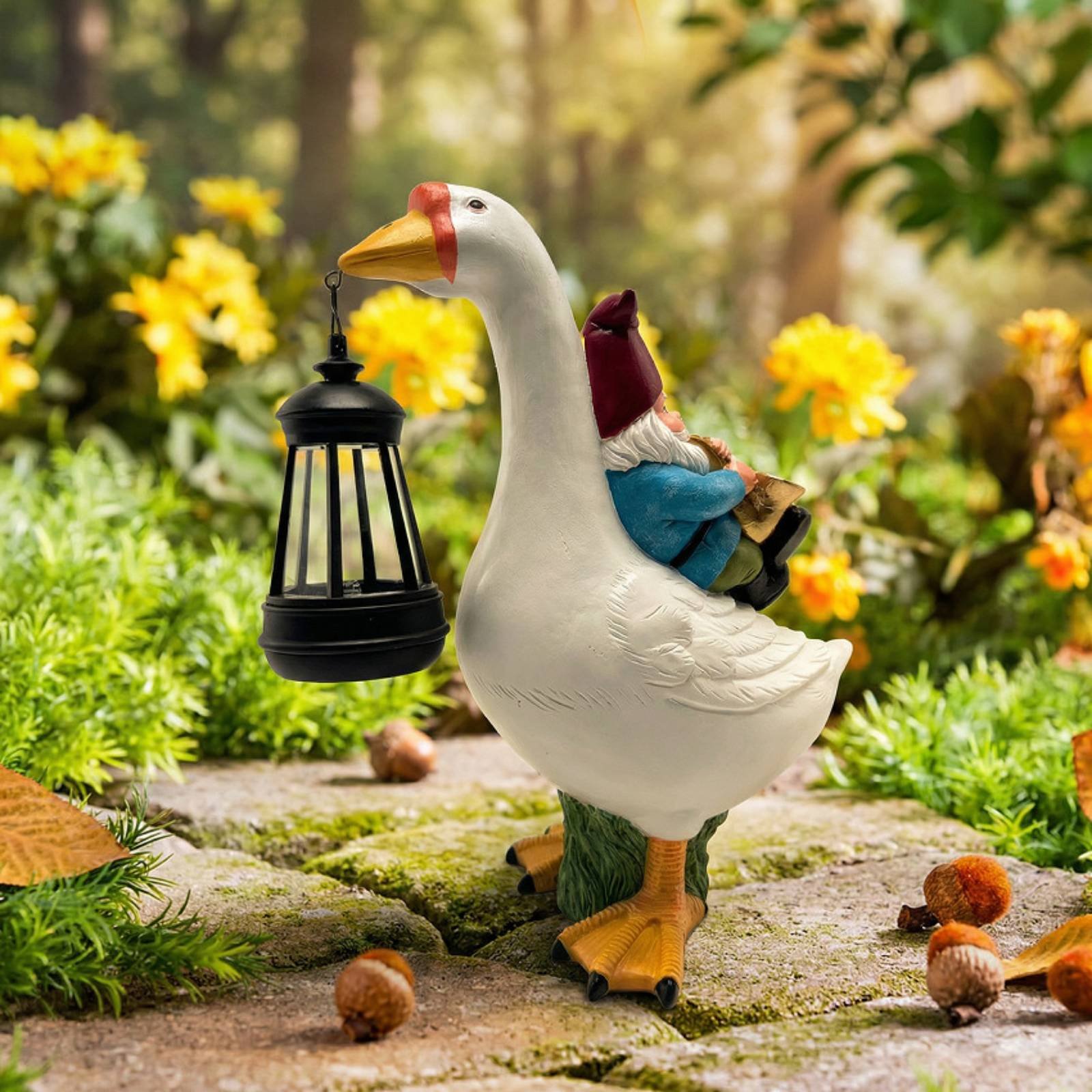Gnome Riding Goose Statue Weat - Resin Crafts incelemesi ve fiyatı